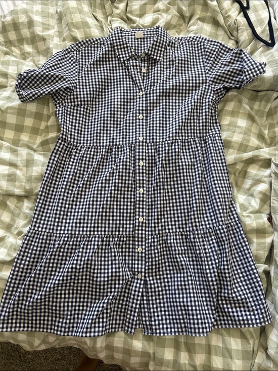 GAP Dresses & Skirts - GAP Navy and White Gingham Button-Front Dress